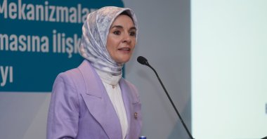 Family and Social Services Minister Mahinur Özdemir Göktaş speaks at a program in the capital Ankara, Türkiye, Aug. 13, 2025 (AA Photo)