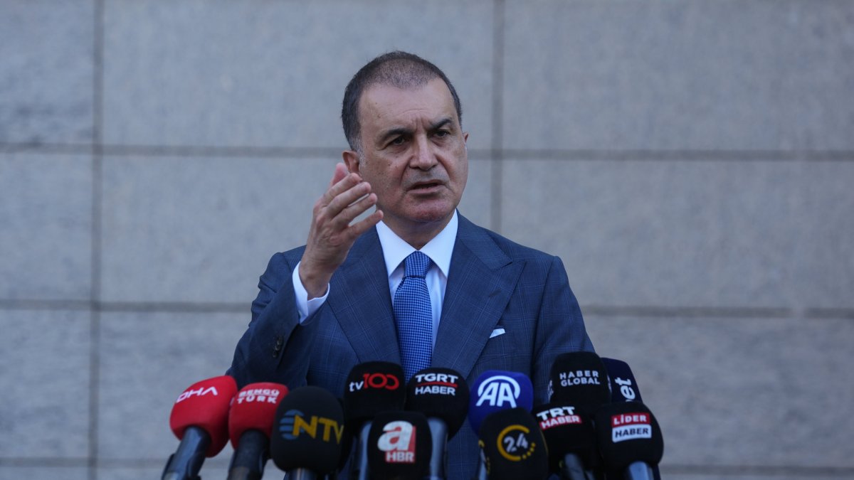 AK Party spokesperson Ömer Çelik addresses a news conference, Ankara, Türkiye, Aug. 6, 2025. (AA Photo)