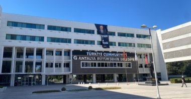 The exterior of Antalya municipality, whose mayor, Muhittin Böcek, was arrested on corruption charges, Antalya, southern Türkiye, July 5, 2025. (İHA Photo)