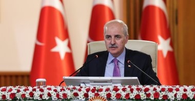 Turkish Parliament Speaker Numan Kurtulmuş chairs a meeting of the Terror-Free Türkiye committee in Ankara, Aug. 19, 2025. (AA Photo)