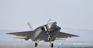 Türkiye&#039;s indigenously developed fifth-generation fighter jet Kaan takes off for its inaugural flight, Ankara, Türkiye, Feb. 21, 2024. (AA File Photo)