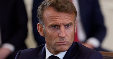 President Emmanuel Macron of France participates in a Multilateral Meeting with European Leaders in the East Room of the White House in Washington, D.C., Aug. 18, 2025. (EPA Photo)