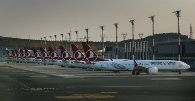 Turkish Airlines aircraft are seen at Istanbul Airport, Istanbul, Türkiye, Oct. 3, 2019. (AP File Photo)