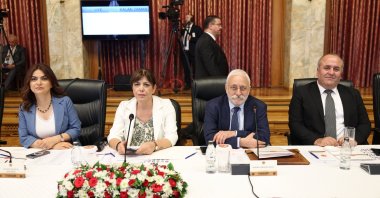 Peoples' Equality and Democracy Party (DEM Party) members (L to R) Gülistan Kılıç Koçyiğit, Meral Danış Beştaş, Hakkı Saruhan Oluç and Cengiz Çiçek attend a meeting of the National Solidarity, Brotherhood and Democracy Commission, at Parliament, Ankara, Türkiye, Aug. 19, 2025. (AA Photo)
  ( TBMM - Anadolu Ajansı )