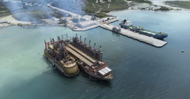 Two electricity-generating ships, owned by Karpowership, are seen near the Old Port, Azua, Dominican Republic, May 14, 2023. (EPA Photo)