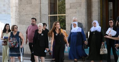 Groups representing the &quot;Saturday Mothers&quot; and the &quot;Peace Mothers&quot; arrive for the parliamentary committee&#039;s session, Ankara, Türkiye, Aug. 20, 2025. (AA Photo)