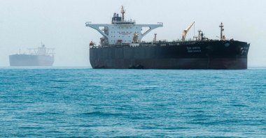 The India-flagged oil tanker Desh Ujaala is pictured in the Gulf waters near Al-Basrah Oil Terminal, about 50 kilometers offshore of Iraq&#039;s southern Faw Peninsula, Aug. 5, 2025. (AFP Photo)