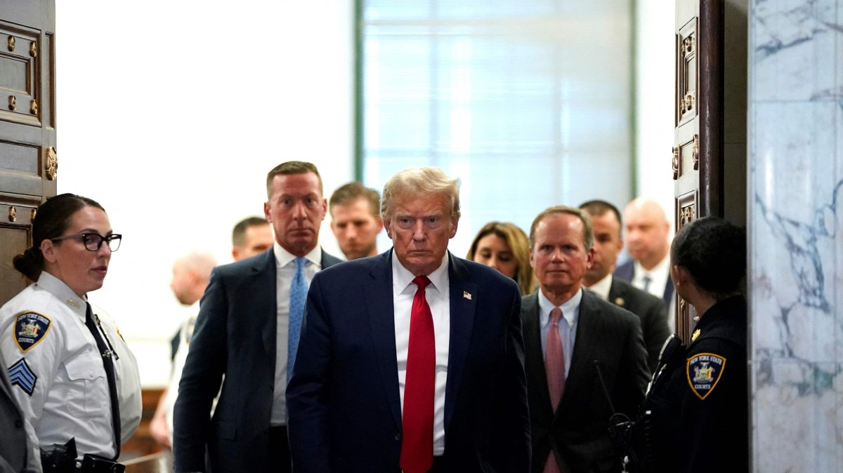 Former U.S. President Donald Trump departs during a break in the civil fraud trial against the Trump Organization, at the New York State Supreme Court in New York City, Dec. 7, 2023. (AFP File Photo)