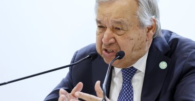 U.N. Secretary-General Antonio Guterres speaks during a press conference in Yokohama, near Tokyo, Japan, Aug. 21, 2025. (EPA Photo)