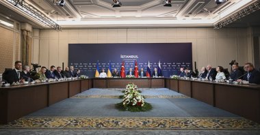 A view of the Russia-Ukraine talks held in Istanbul, Türkiye, July 23, 2025. (AP Photo)