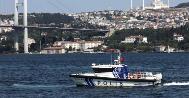 A police boat patrols on the Bosporus, as a third round of peace talks between Russia and Ukraine is expected to be held in Istanbul, Türkiye, July 23, 2025. (Reuters Photo)