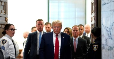 Former U.S. President Donald Trump departs during a break in the civil fraud trial against the Trump Organization, at the New York State Supreme Court in New York City, Dec. 7, 2023. (AFP File Photo)
