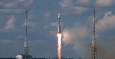 This handout picture, taken and released by the Russian space agency Roscosmos, shows a Soyuz-2.1b rocket booster with several satellites blasting off from the Vostochny cosmodrome outside the city of Uglegorsk, in the far eastern region of Amur, Russia, July 25, 2025. (AFP Photo)