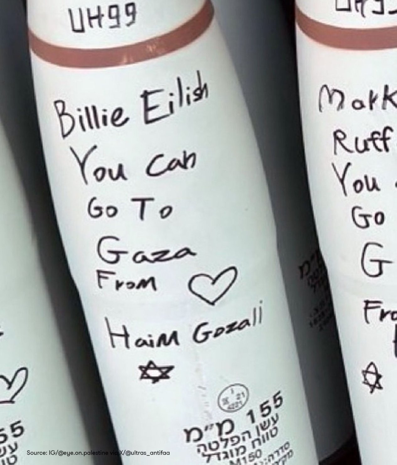 Artillery shell with names inscribed