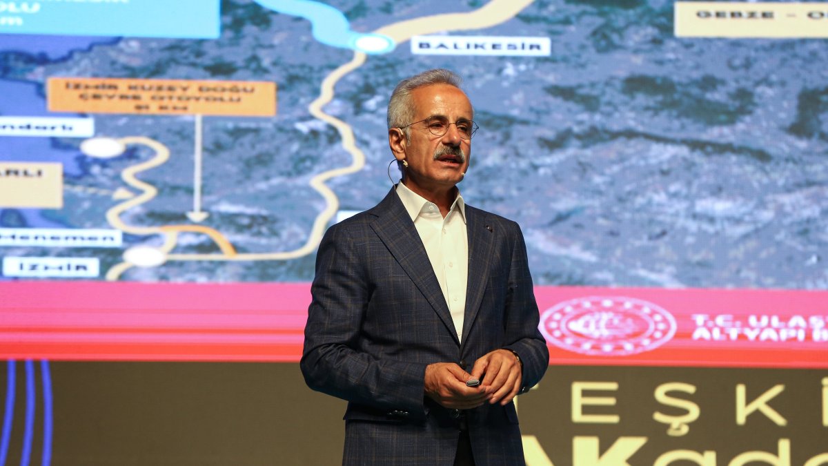 Transport and Infrastructure Minister Abdulkadir Uraloğlu speaks during an event in Bursa, northwestern Türkiye, July 26, 2025. (AA Photo)