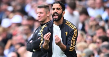 Manchester United manager Ruben Amorim reacts during a Premier League match against Fulham, London, U.K., Aug. 24, 2025. (Reuters Photo)