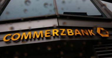 The logo of  Commerzbank is pictured at the company&#039;s headquarters in Frankfurt, Germany, Feb. 13, 2025. (Reuters Photo)