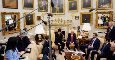 U.S. President Donald Trump, and South Korea&#039;s President Lee Jae-Myung, during a meeting in the Oval Office of the White House in Washington, D.C., Aug. 25, 2025. (EPA Photo)
