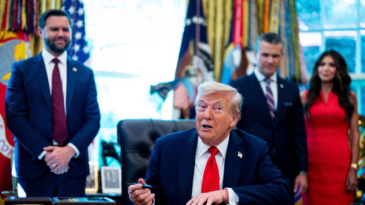 U.S. President Donald Trump gestures as he signs an executive order in the White House, Washington, D.C., U.S., Aug. 25, 2025. (EPA Photo)
