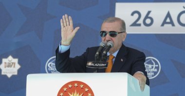 President Recep Tayyip Erdoğan is seen at a ceremony in Malazgirt, Muş, Türkiye, Aug. 26, 2025. (AA Photo)