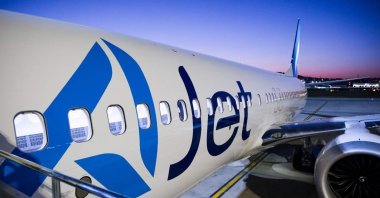 An AJet aircraft is seen in Istanbul, Türkiye, Aug. 25, 2025. (DHA Photo)