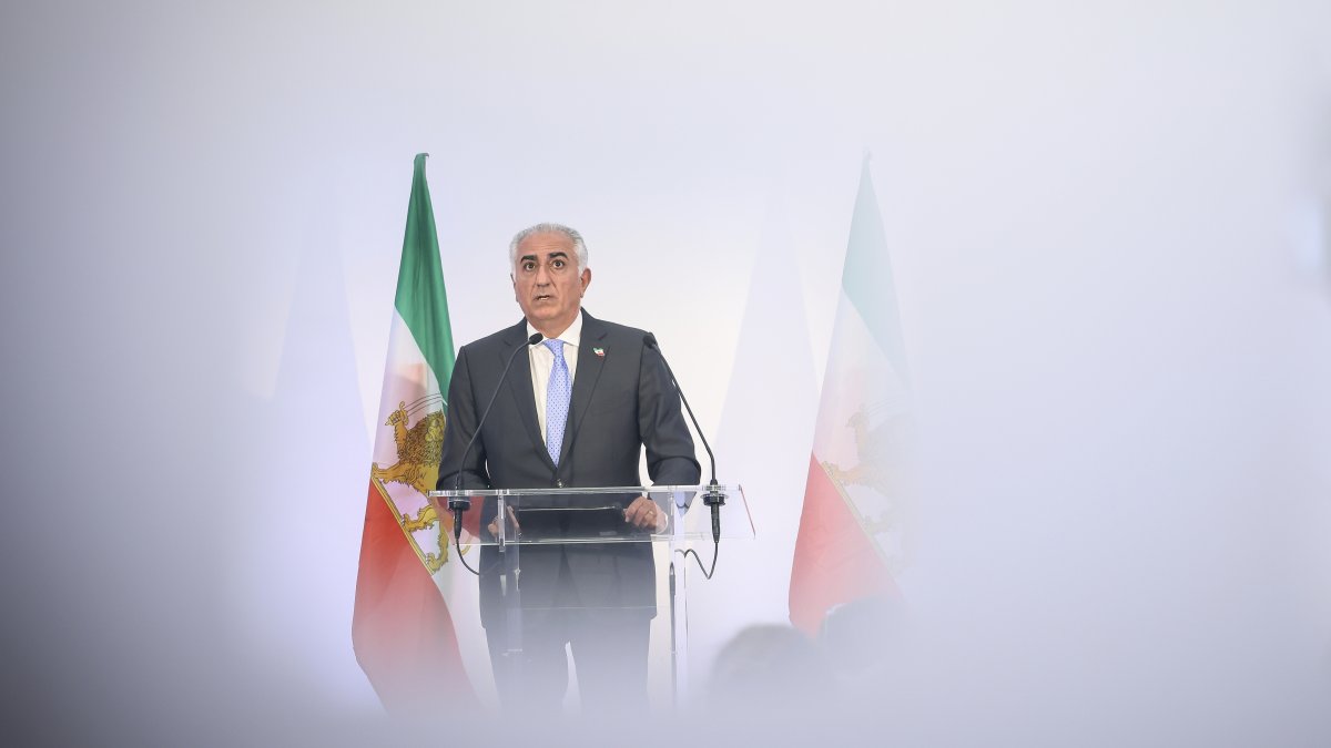 Reza Pahlavi, the son of Iran&#039;s toppled Shah Mohammad Reza Pahlavi, speaks during a press conference, Paris, France, June 23, 2025. (AP Photo)