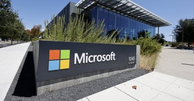 Microsoft signage at their corporate office, Mountain View, California, U.S., July 29, 2025. (EPA Photo)
