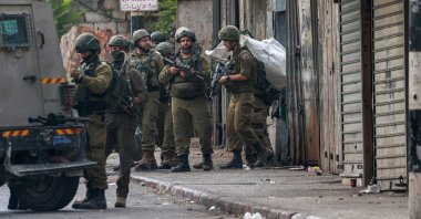 Israeli troops conduct a raid in Nablus city in the occupied West Bank, Palestine, Aug. 27, 2025. (AFP Photo)