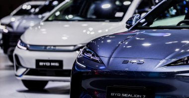 BYD EV cars are displayed at the 46th Bangkok International Motor Show in Bangkok, Thailand, March 24, 2025. (Reuters Photo)