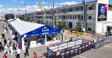 An aerial view of an area encompassing stands at Istanbul Shipyard Command during the Teknofest Blue Homeland event, Istanbul, Türkiye, Aug. 18, 2025. (AA Photo)