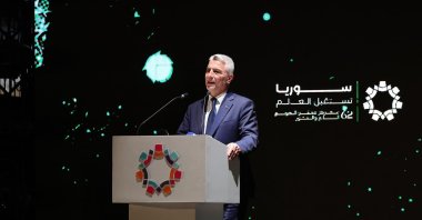 Trade Minister Ömer Bolat delivers a speech at the opening of the 62nd Damascus International Fair, Damascus, Syria, Aug. 27, 2025. (DHA Photo)