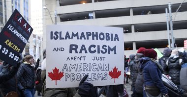 People with posters rejecting racism and Islamophobia during a rally in Toronto, Canada, Feb. 4, 2017. (Shutterstock File Photo)