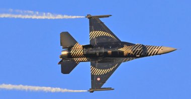 SOLOTÜRK, the Turkish Air Force’s aerobatic team, performs a rehearsal flight over Ankara ahead of Victory Day celebrations on Aug. 30, with a pass over Anıtkabir, the mausoleum of Mustafa Kemal Atatürk, Türkiye, Aug. 28, 2025. (AA Photo)