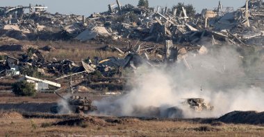 Israeli army vehicles deploy in the Gaza Strip near border with southern Israel, Aug. 29, 2025. (AFP Photo)