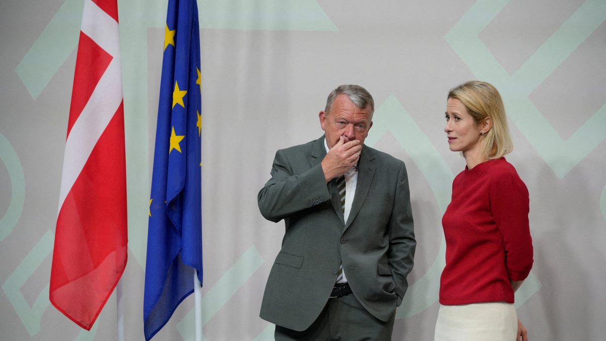 Denmark's Foreign Minister Lars Loekke Rasmussen (L) and EU High Representative of Foreign Affairs and Security Policy, Kaja Kallas prior to a informal EU Foreign Ministers meeting in Forum, Copenhagen, Denmark, Aug. 30, 2025. (Reuters Photo)