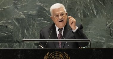 Palestinian President Mahmoud Abbas addresses the 79th session of the United Nations General Assembly at U.N. headquarters in New York, U.S., Sept. 26, 2024, . (AP Photo)