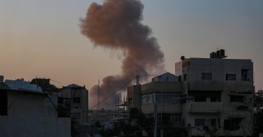 Smoke rises following an Israeli airstrike during a military operation in the Al Sabra neighborhood of Gaza City, Gaza Strip, Aug. 30, 2025. (EPA Photo)