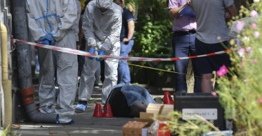 Ukrainian forensic experts work at the scene of a shooting that killed former parliament speaker Andriy Parubiy in western Lviv, Ukraine, Aug. 30, 2025. (EPA Photo)