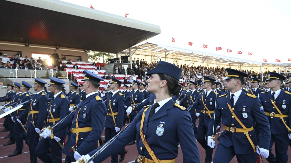 Cadets attend a parade during the graduation ceremony in Ankara, Türkiye, Aug. 30, 2025. (AA Photo) 
