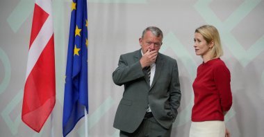Denmark&#039;s Foreign Minister Lars Loekke Rasmussen (L) and EU high representative of Foreign Affairs and Security Policy, Kaja Kallas, ahead of the informal EU Foreign Ministers meeting, Copenhagen, Denmark, Aug. 30, 2025. (Reuters Photo)