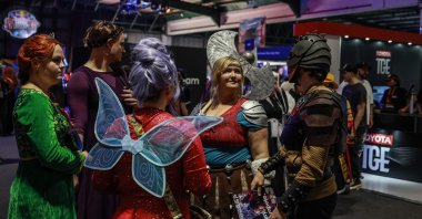 Cosplayers interact during the Comic Con Africa at Nasrec Expo Centre in Johannesburg, South Africa, Aug. 30, 2025. (AFP Photo)
