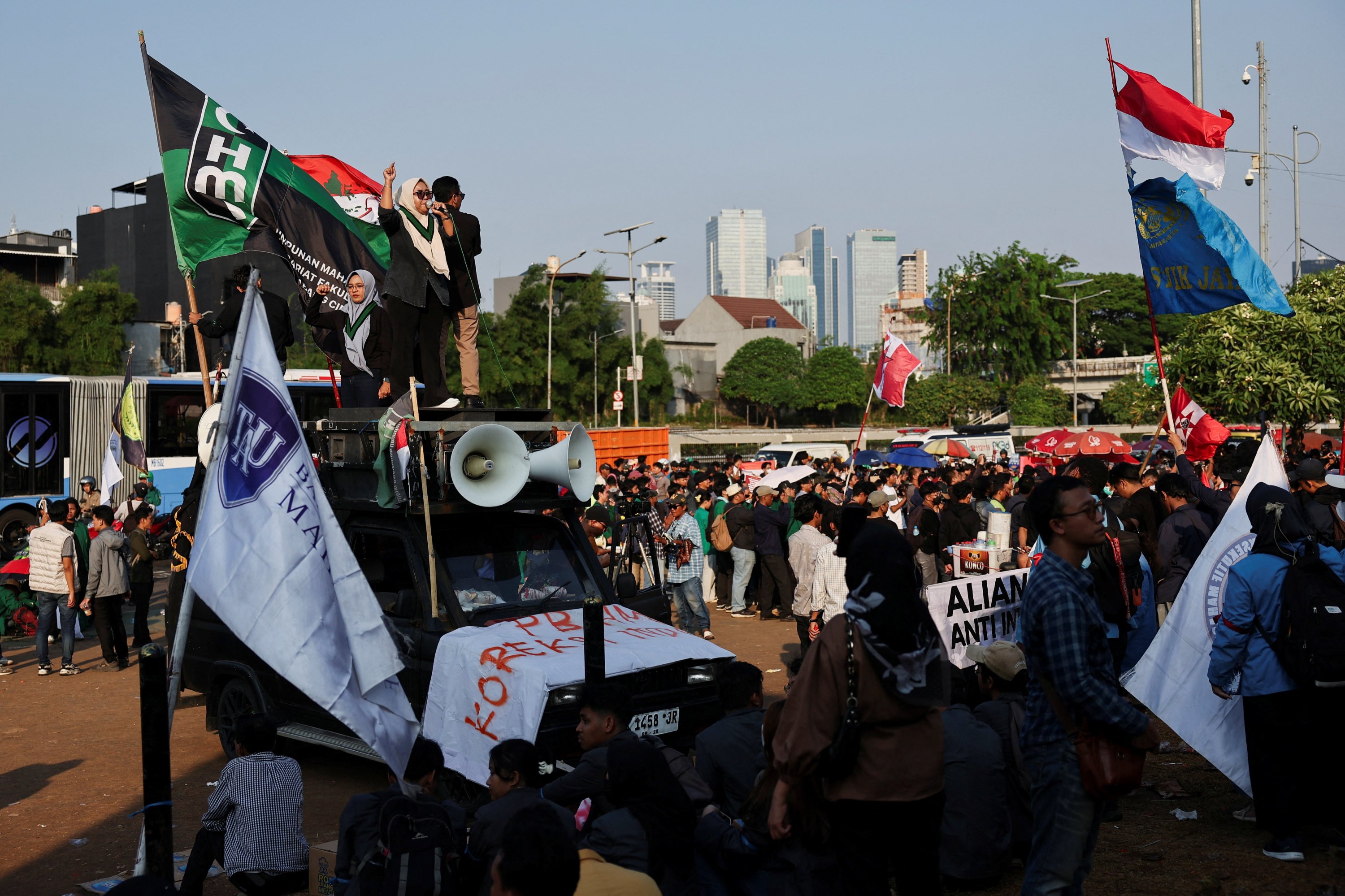 Thousands beat crackdown fears to protest in Indonesia's Jakarta