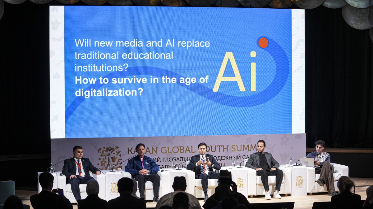 Panel on AI and education at the 4th Kazan Global Youth Summit, Kazan, Russia, Aug. 28, 2025. (AA Photo)