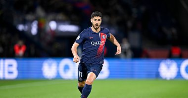 Marco Asensio in action during the Ligue 1 football match between Paris Saint-Germain and Clermont Foot 63 at Parc des Princes stadium, Paris, France, April 6, 2024. (Shutterstock Photo)