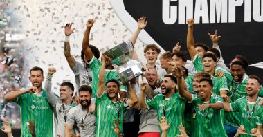 Seattle Sounders players celebrate after winning the Leagues Cup Final match against Inter Miami at Lumen Field, Seattle, U.S., Aug. 31, 2025. (AFP Photo)