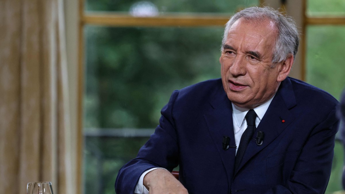 French Prime Minister Francois Bayrou speaks with journalists during a live televised interview, Paris, France, Aug. 31, 2025. (AFP Photo)