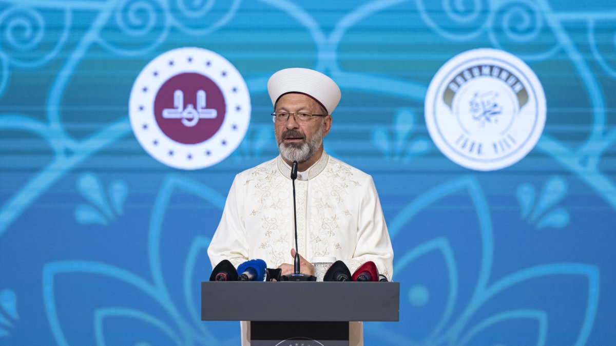 Ali Erbaş, head of the Presidency of Religious Affairs (Diyanet), delivers a speech during a meeting in Ankara, Türkiye, Sept. 1, 2025. (AA Photo)