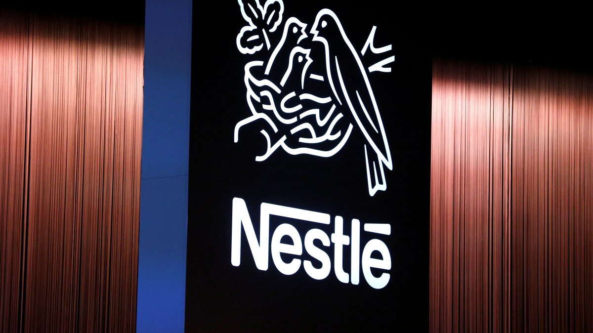 The Nestle logo is seen during the opening of the 151st Annual General Meeting of Nestle, Lausanne, Switzerland, April 12, 2018. (Reuters Photo)