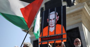 Pro-Palestinian demonstrators take part in a global protest organized by Global March to Gaza, Madrid, Spain, Aug. 9, 2025. (Reuters Photo)