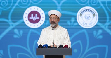 Ali Erbaş, head of the Presidency of Religious Affairs (Diyanet), delivers a speech during a meeting in Ankara, Türkiye, Sept. 1, 2025. (AA Photo)